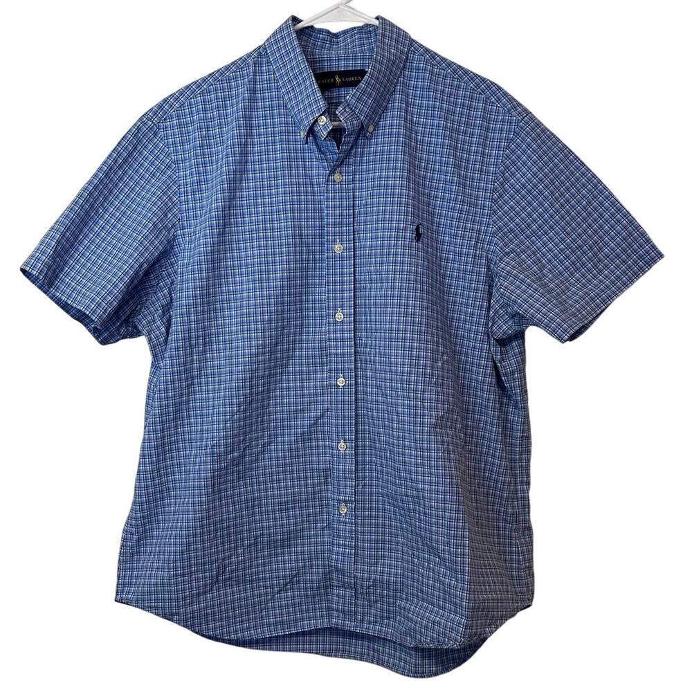 Ralph Lauren Men’s Plaid Button Down Short Sleeve Shirt
Size XL Pony Logo Office